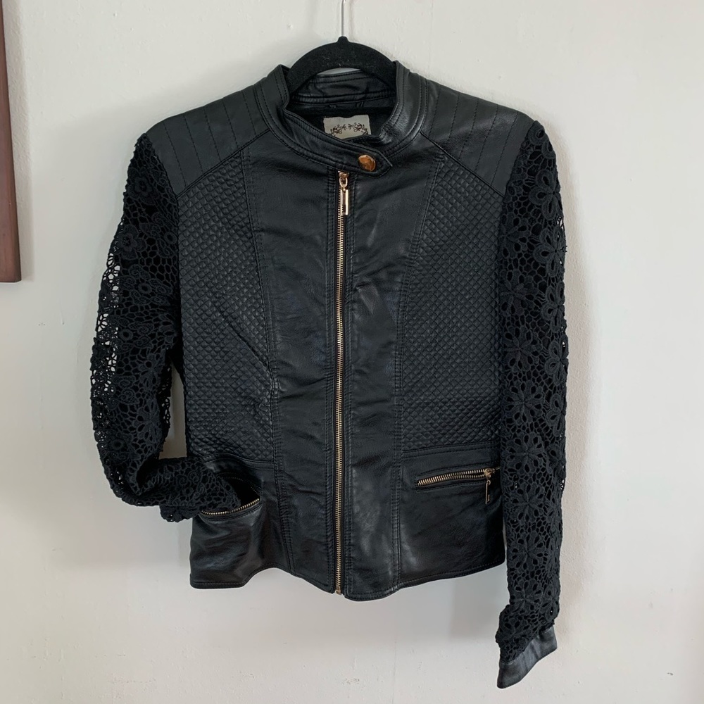 Vegan Leather + Lace Jacket